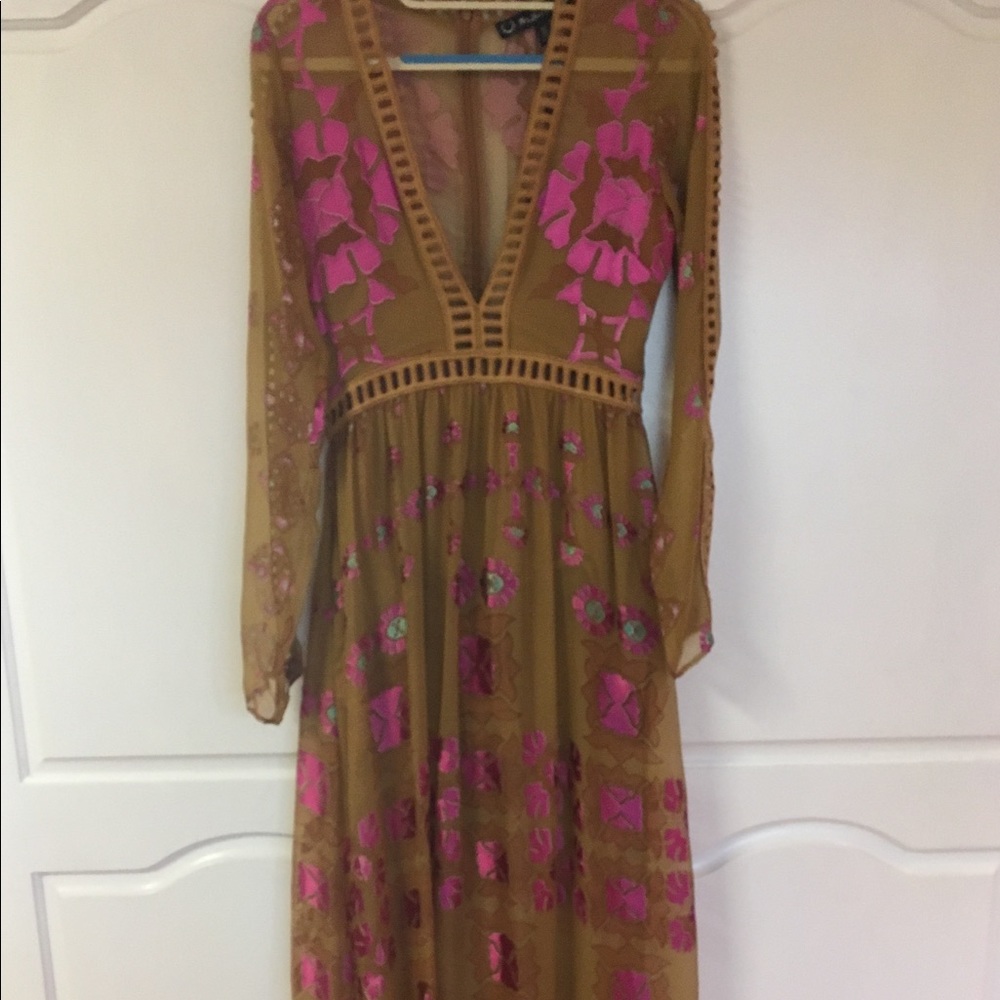 For Love & Lemons Barcelona Maxi Old Gold dress